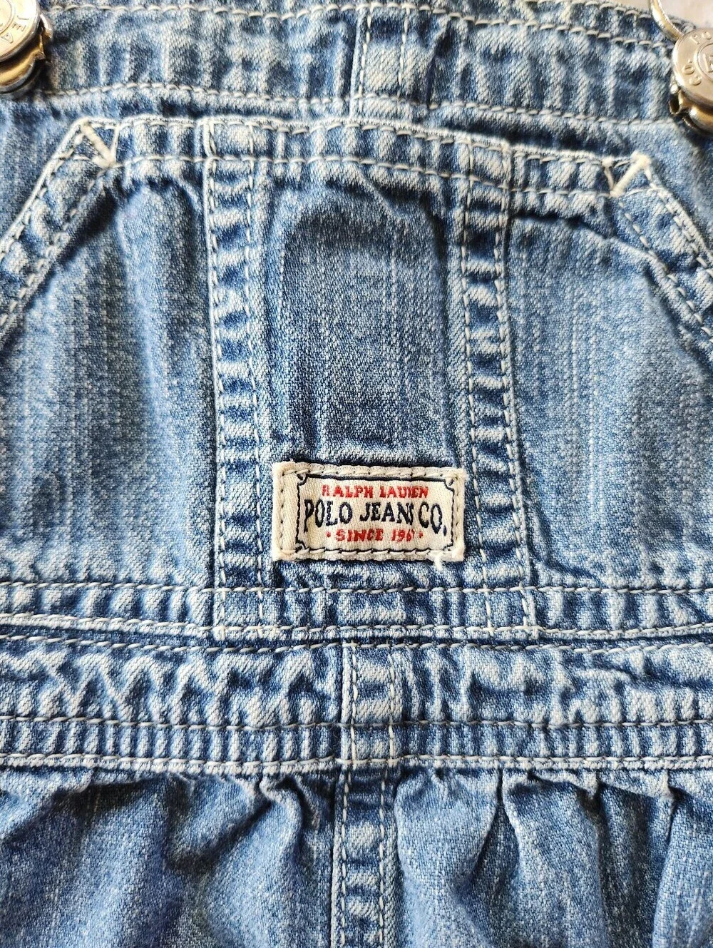 Vintage Kids Polo Ralph Lauren Denim Overalls Dress Sz 3T